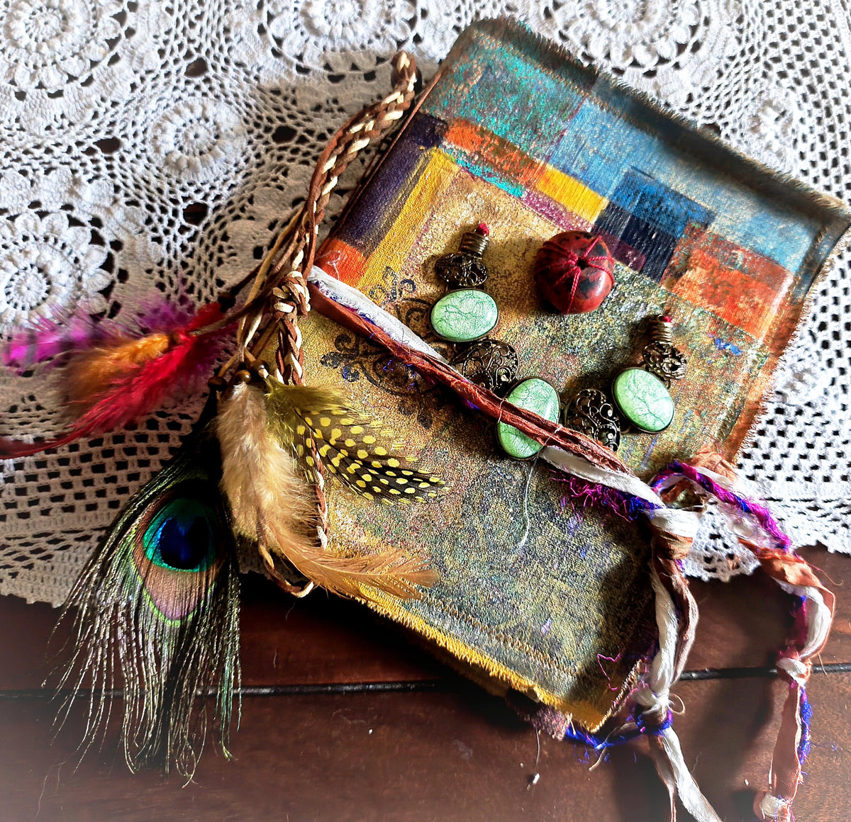Junk journal, blank bohemian art book, diary