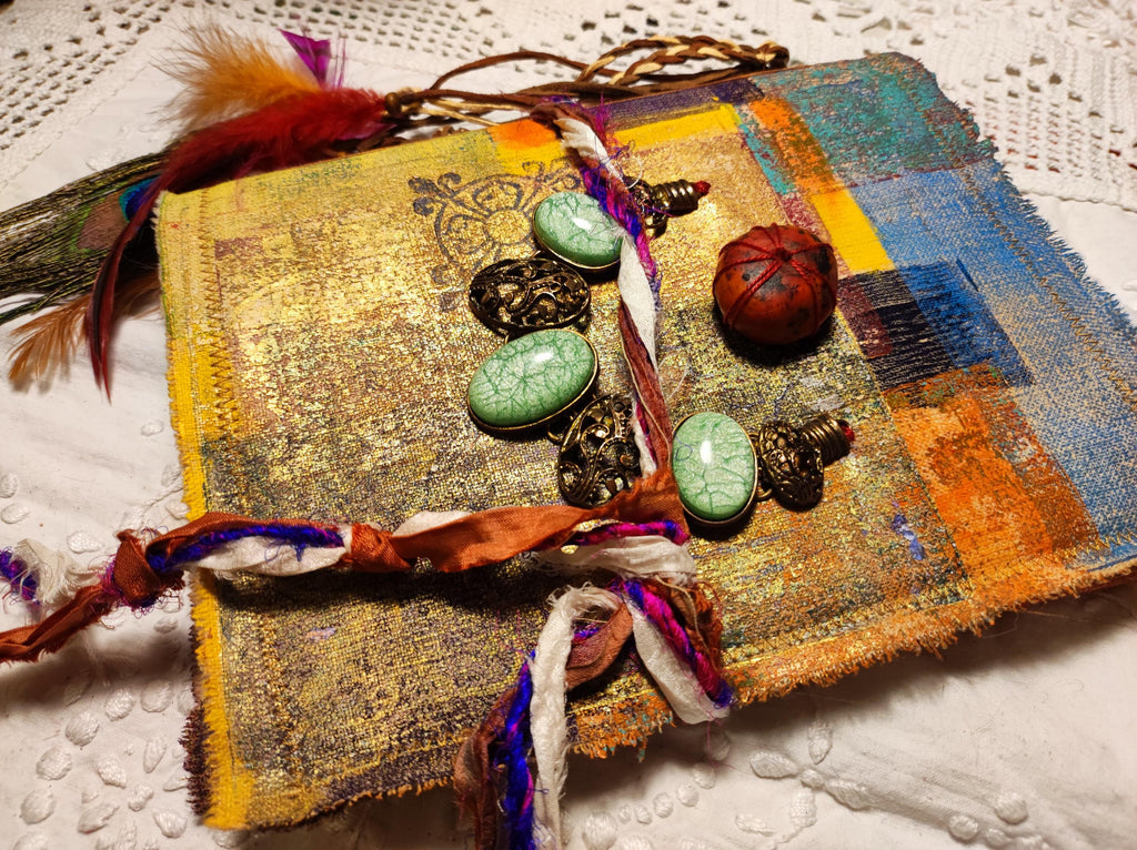 Junk journal, blank bohemian art book, diary