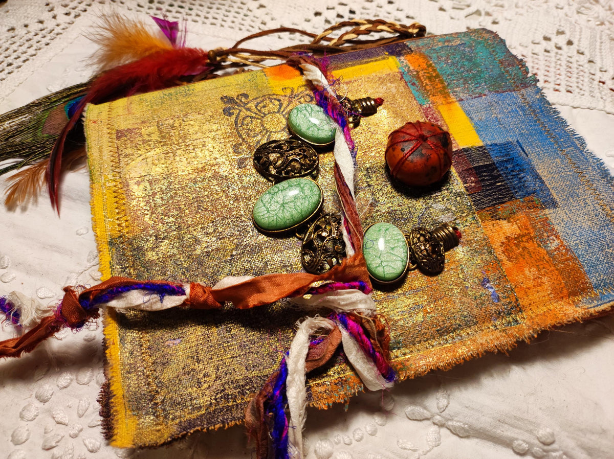 Junk journal, blank bohemian art book, diary