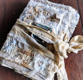 SOLD — Handmade Linen Lace Art Journal, Mixed Media Diary (21cmX19cm)