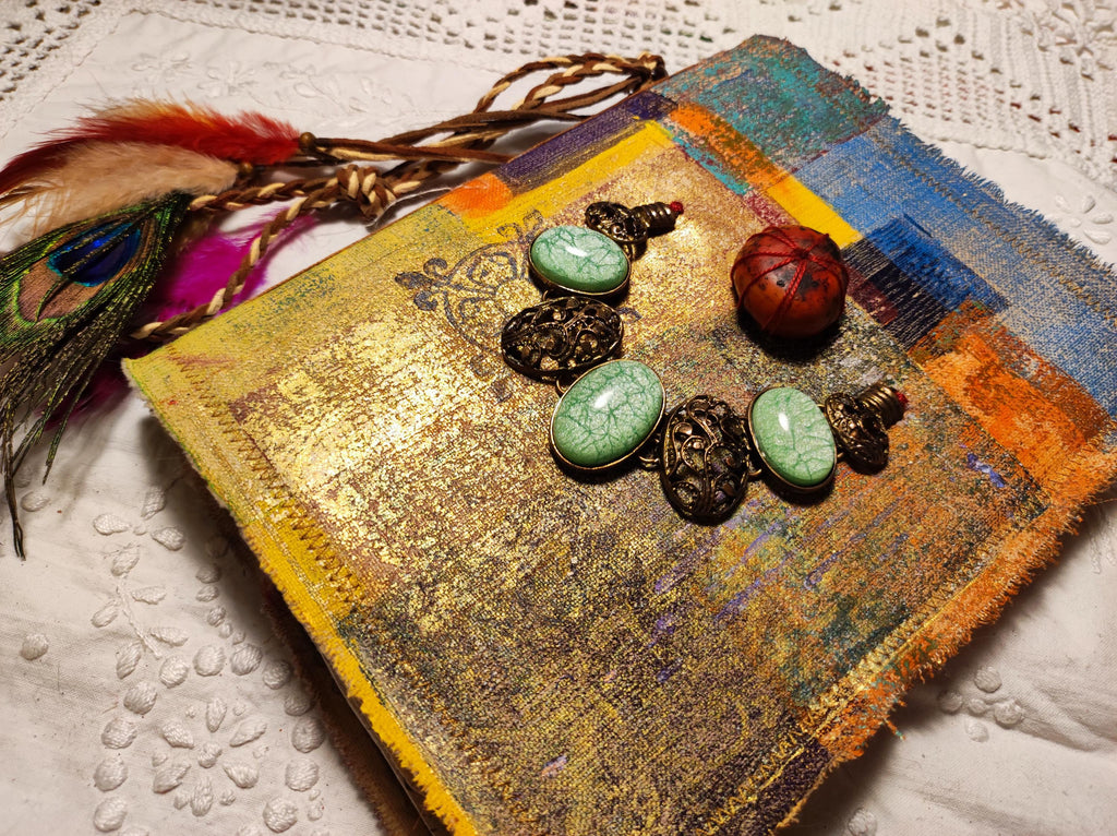 Junk journal, blank bohemian art book, diary