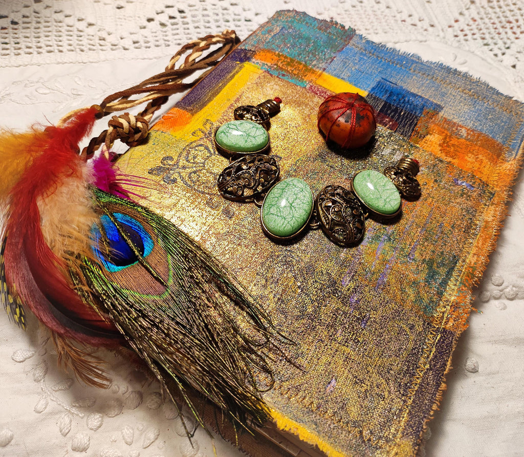 Junk journal, blank bohemian art book, diary
