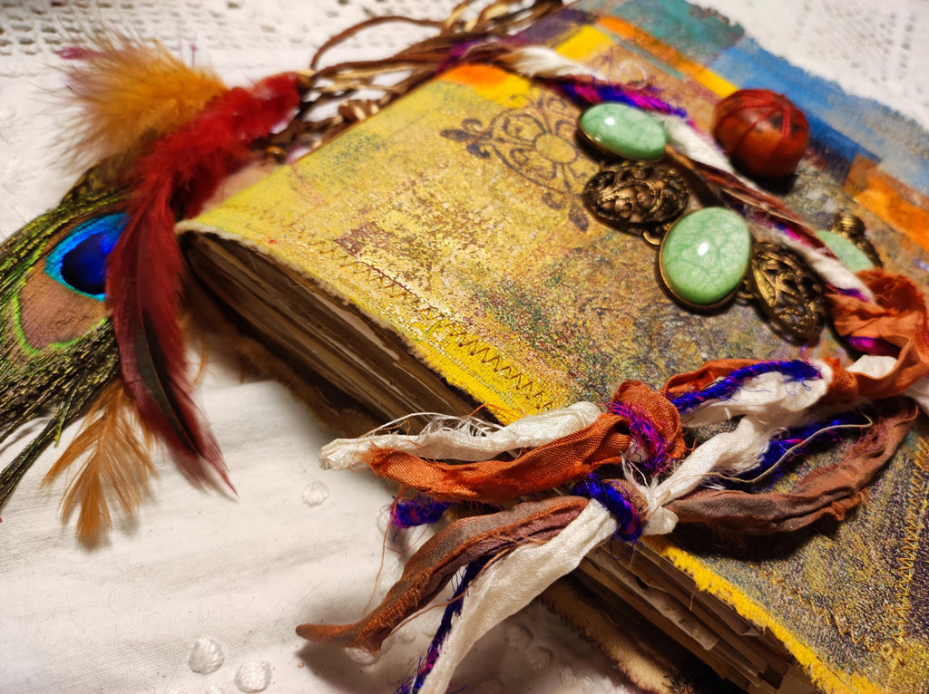 Junk journal, blank bohemian art book, diary