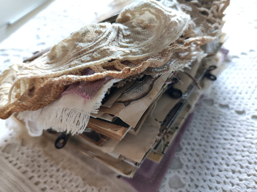 Handmade Linen & Lace Junk Journal: Vintage Grungy Art Diary