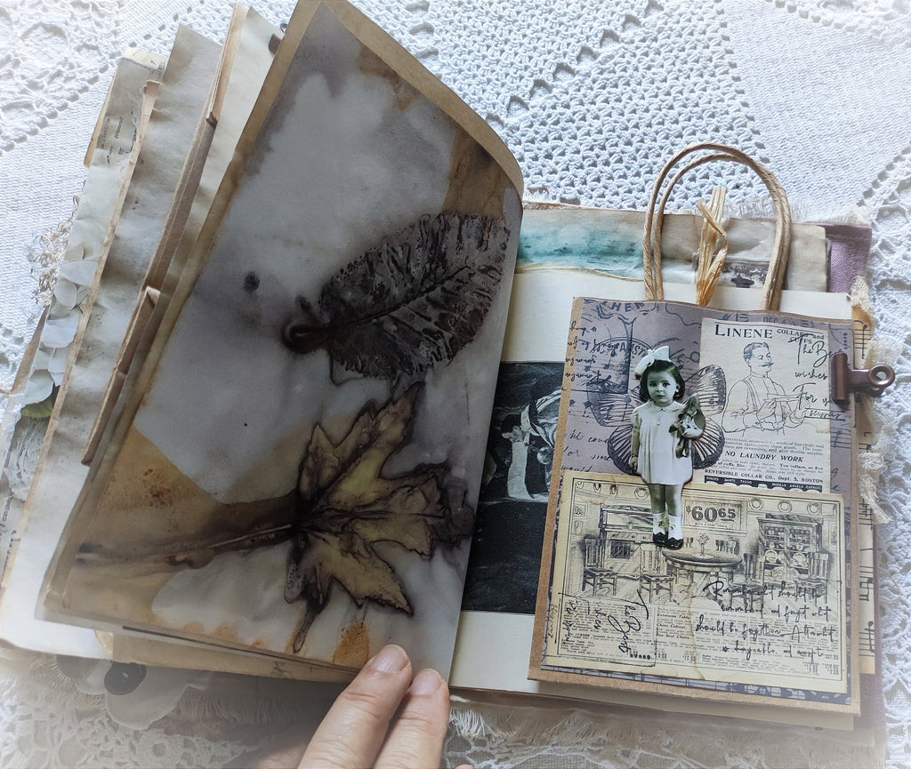 Handmade Linen & Lace Junk Journal: Vintage Grungy Art Diary
