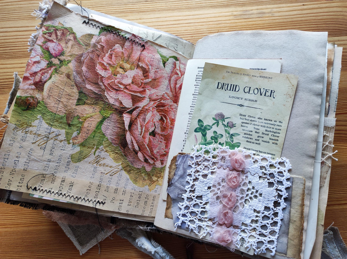Handmade Linen and Lace Junk Journal: Vintage Style Art Book