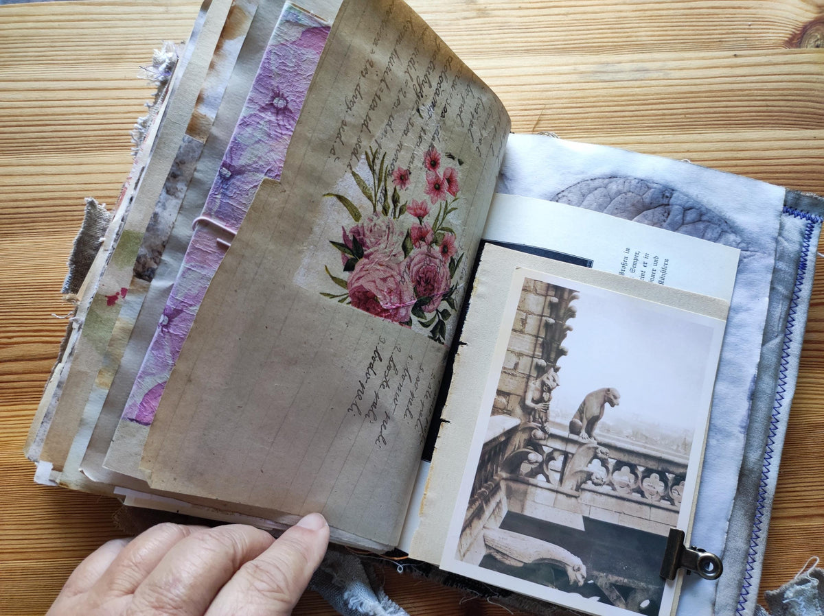 Handmade Linen and Lace Junk Journal: Vintage Style Art Book
