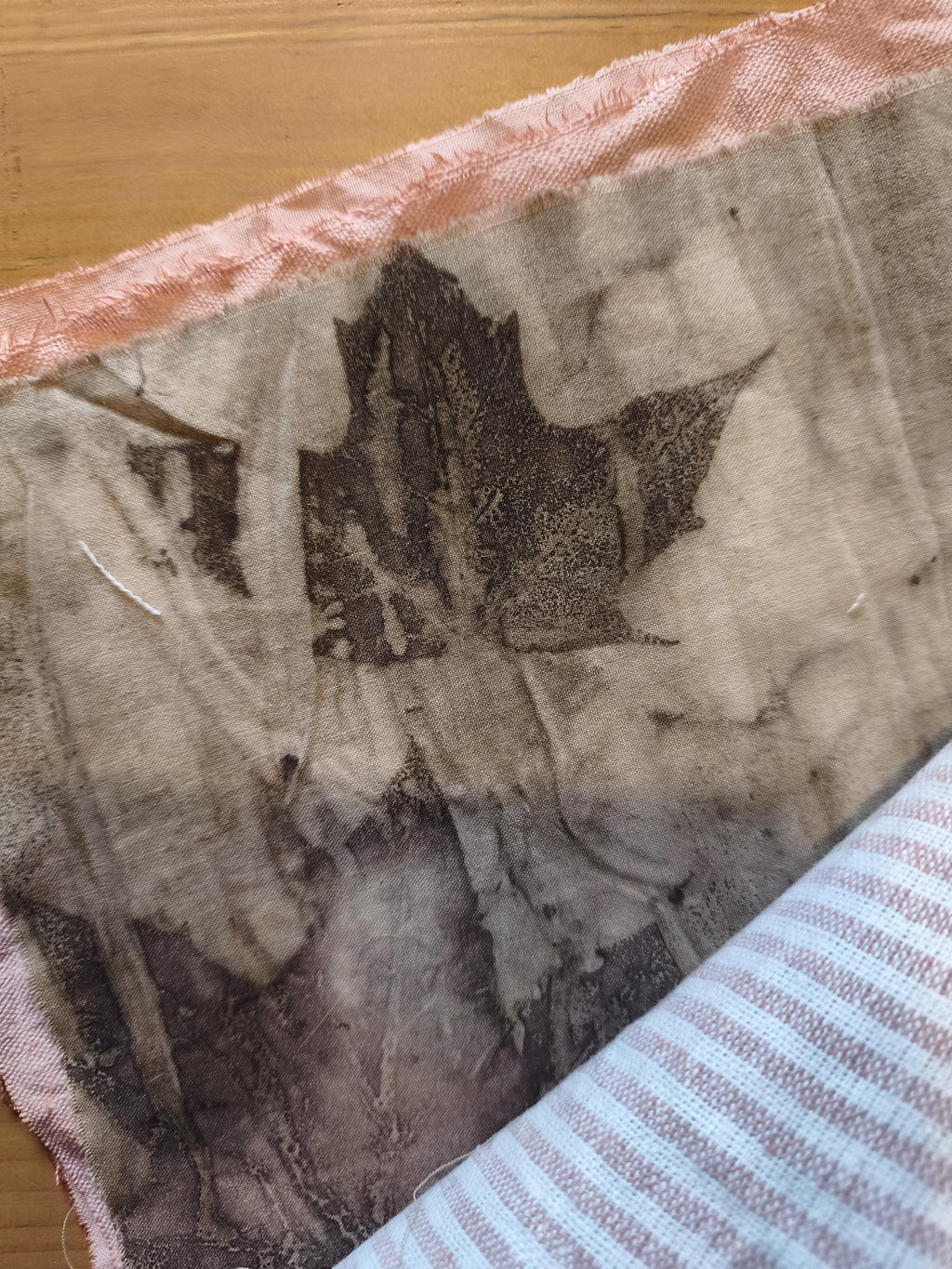 Set Linen Cotton Fabric Lace, Coffee Avocado Eco Dyed Pieces